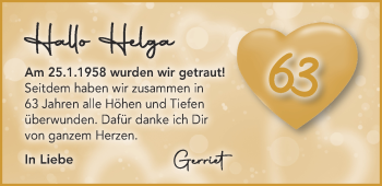 Hochzeitsanzeige von Helga  von NWZ