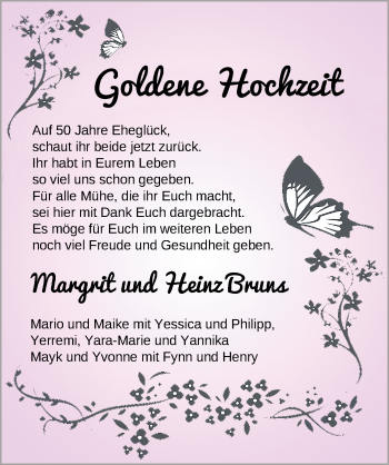 Hochzeitsanzeige von Margrit Bruns von NWZ