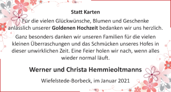 Hochzeitsanzeige von Werner Hemmieoltmanns von NWZ