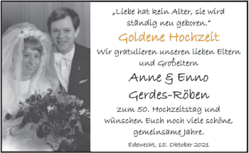 Hochzeitsanzeige von Anne Gerdes-Röben von NWZ