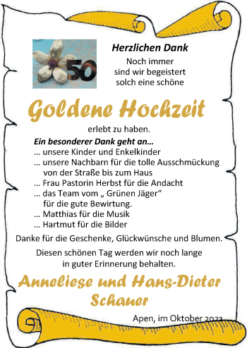 Hochzeitsanzeige von Anneliese Schauer von NWZ