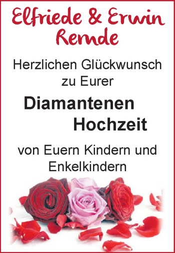 Hochzeitsanzeige von Elfriede Remde von NWZ