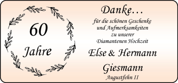 Hochzeitsanzeige von Else Giesmann von NWZ