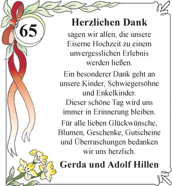 Hochzeitsanzeige von Gerda Hillen von NWZ
