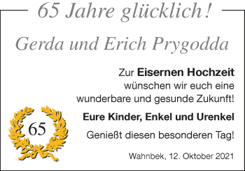 Hochzeitsanzeige von Gerda Prygodda von NWZ