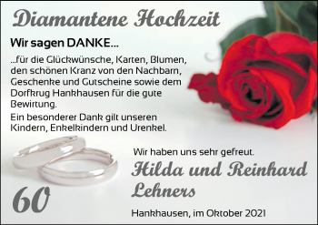 Hochzeitsanzeige von Hilda Lehners von NWZ