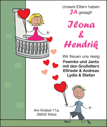 Hochzeitsanzeige von Ilona  von EZ