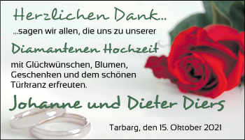 Hochzeitsanzeige von Johanne Diers von NWZ