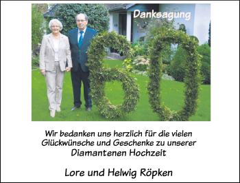 Hochzeitsanzeige von Lore Röpken von NWZ