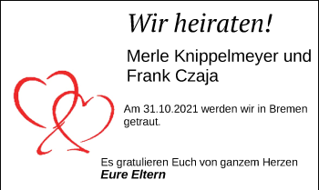 Hochzeitsanzeige von Merle Czaja von EZ