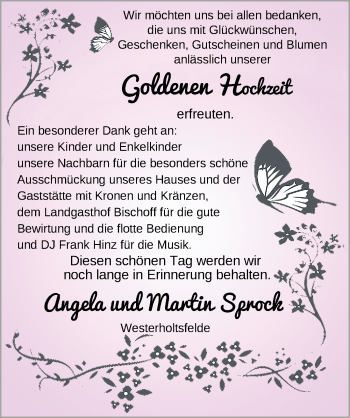 Hochzeitsanzeige von Angela Sprock von NWZ