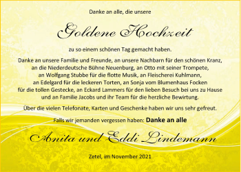 Hochzeitsanzeige von Anita Lindemann von NWZ