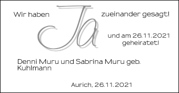 Hochzeitsanzeige von Dennis Muru von EZ