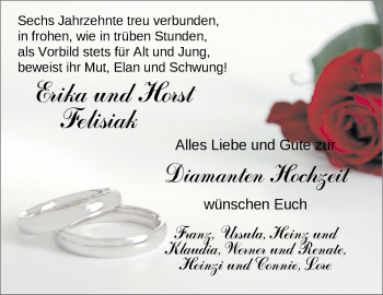 Hochzeitsanzeige von Erika Felisiak von NWZ