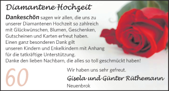 Hochzeitsanzeige von Gisela Rüthemann von NWZ