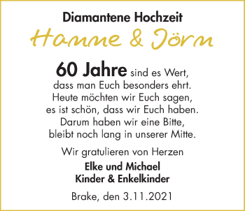 Hochzeitsanzeige von Hanne  von NWZ