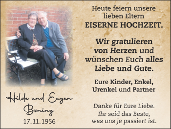Hochzeitsanzeige von Hilde Böning von NWZ