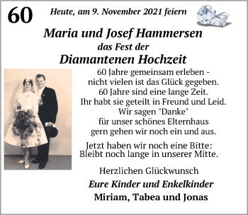Hochzeitsanzeige von Maria Hammersen von NWZ