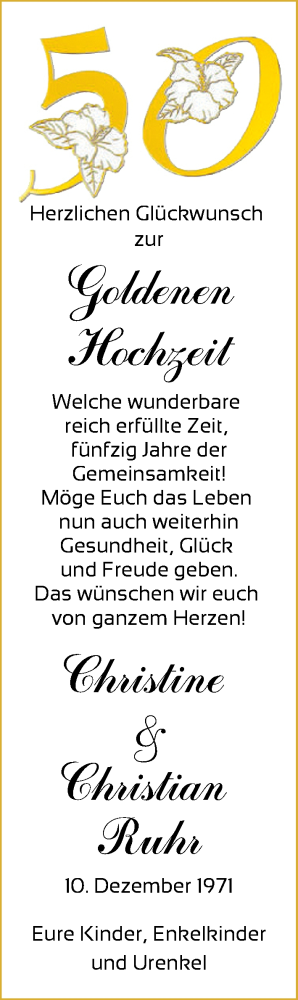 Hochzeitsanzeige von Christine Ruhr von EZ