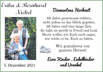 Hochzeitsanzeige von Erika Nickel von NWZ