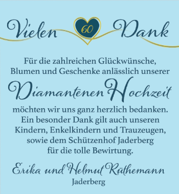 Hochzeitsanzeige von Erika Rüthemann von NWZ