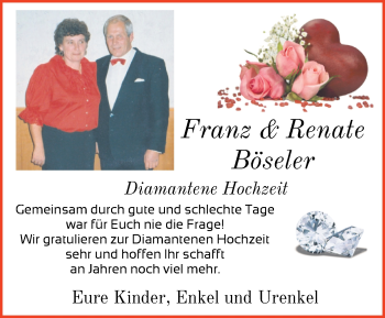 Hochzeitsanzeige von Franz Böseler von NWZ