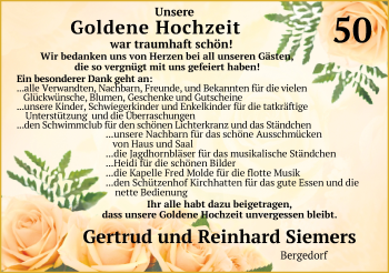 Hochzeitsanzeige von Gertrud Siemers von NWZ