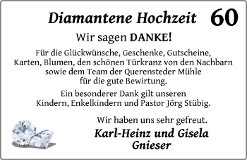 Hochzeitsanzeige von Gisela Gnieser von NWZ