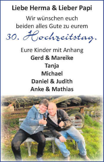 Hochzeitsanzeige von Herma  von NWZ