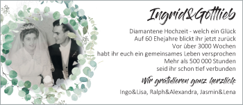 Hochzeitsanzeige von Ingrid Eilers von EZ