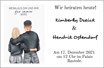 Hochzeitsanzeige von Kimberly Hendrik von NWZ