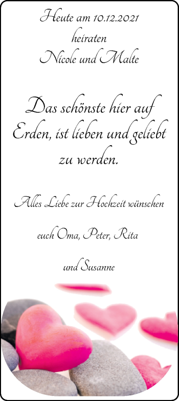 Hochzeitsanzeige von Nicole Dörr von EZ