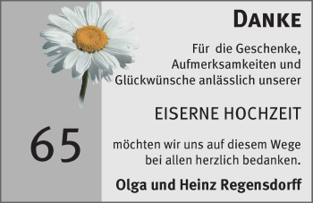 Hochzeitsanzeige von Olga  Regensdorff von NWZ