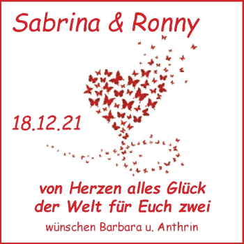 Hochzeitsanzeige von Sabrina  von NWZ