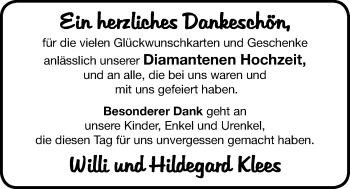 Hochzeitsanzeige von Willi Klees von EZ