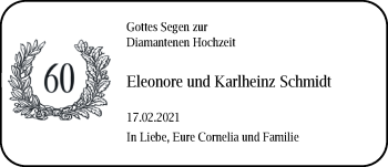 Hochzeitsanzeige von Eleonore Schmidt von NWZ