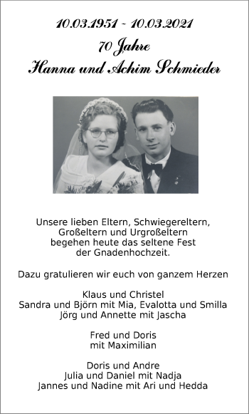 Hochzeitsanzeige von Achim Schmieder von NWZ