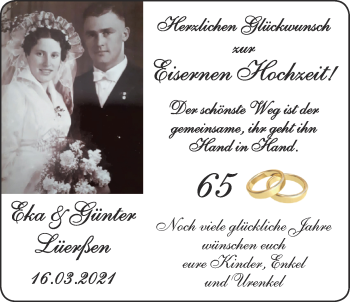 Hochzeitsanzeige von Eka Lüerßen von NWZ
