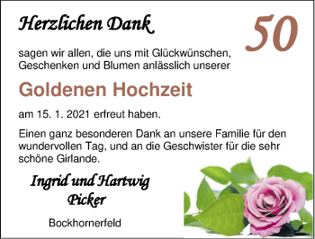 Hochzeitsanzeige von Ingrid Picker von NWZ