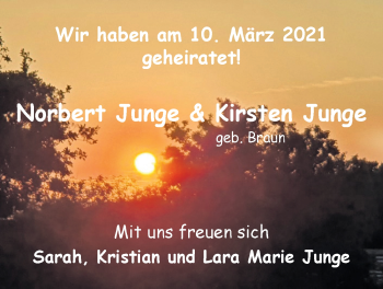 Hochzeitsanzeige von Norbert Junge von NWZ