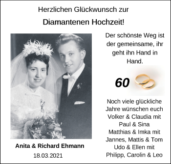 Hochzeitsanzeige von Richard Ehmann von NWZ