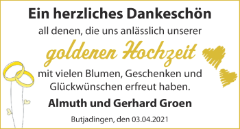 Hochzeitsanzeige von Almuth Groen von NWZ