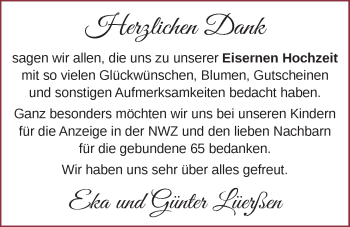Hochzeitsanzeige von Eka Lüerßen von NWZ