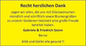 Hochzeitsanzeige von Gabriele Szonn von NWZ