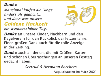 Hochzeitsanzeige von Gertrud Borchers von NWZ