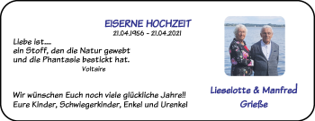 Hochzeitsanzeige von Lieselotte Grieße von NWZ