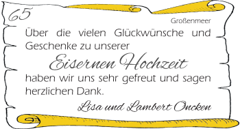 Hochzeitsanzeige von Lisa Oncken von NWZ