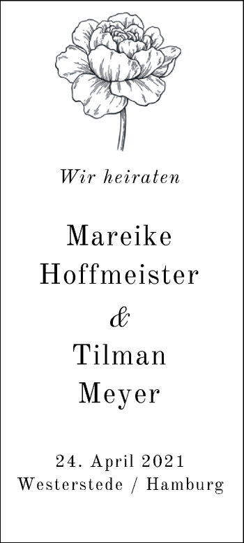 Hochzeitsanzeige von Mareike Hoffmeister von NWZ