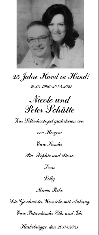 Hochzeitsanzeige von Nicole Schütte von NWZ