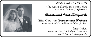Hochzeitsanzeige von Renate Krajewski von NWZ